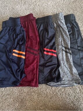5-Pack Realessentials Kids Athletic Shorts Small — Navy, Burgundy, Black, 2 Gray